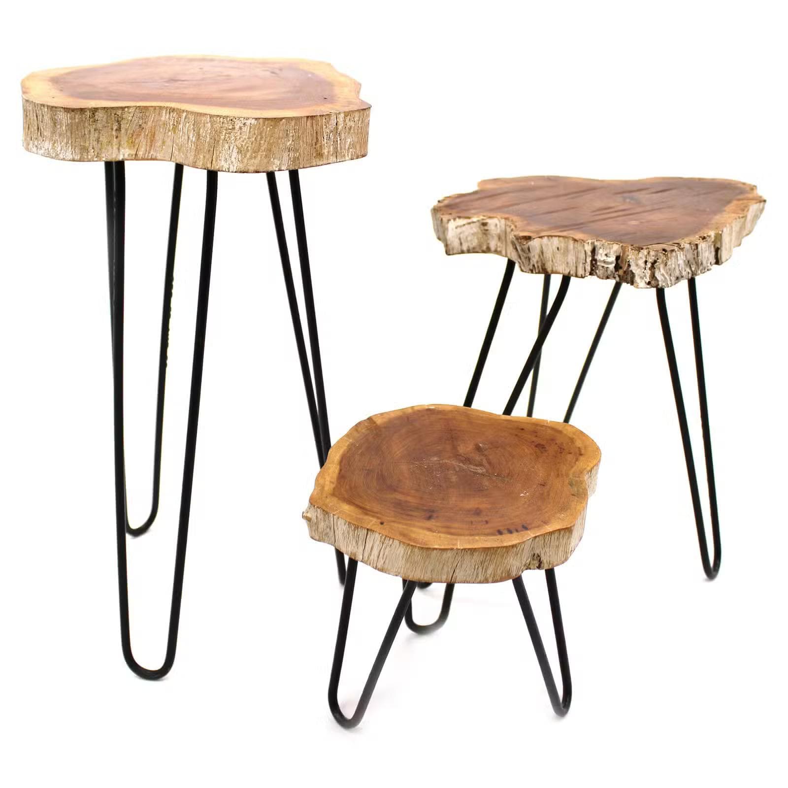 Set of 3 Gamal Wood Plant Stands | Kaiku